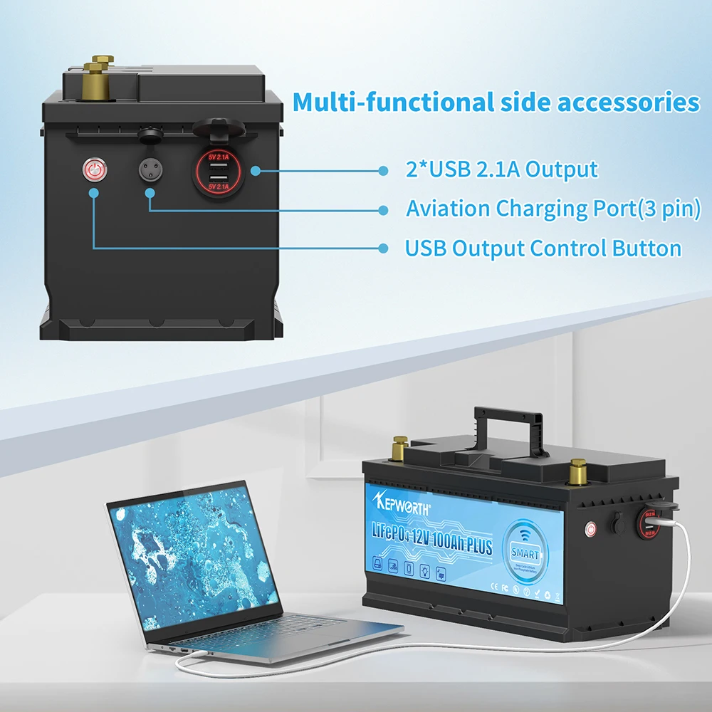 NEW 12V 100AH 120AH 200AH LiFePO4 Storage Battery Built-in Bluetooth  BMS Power Batteries 6000 Cycles For RV Campers Golf Cart