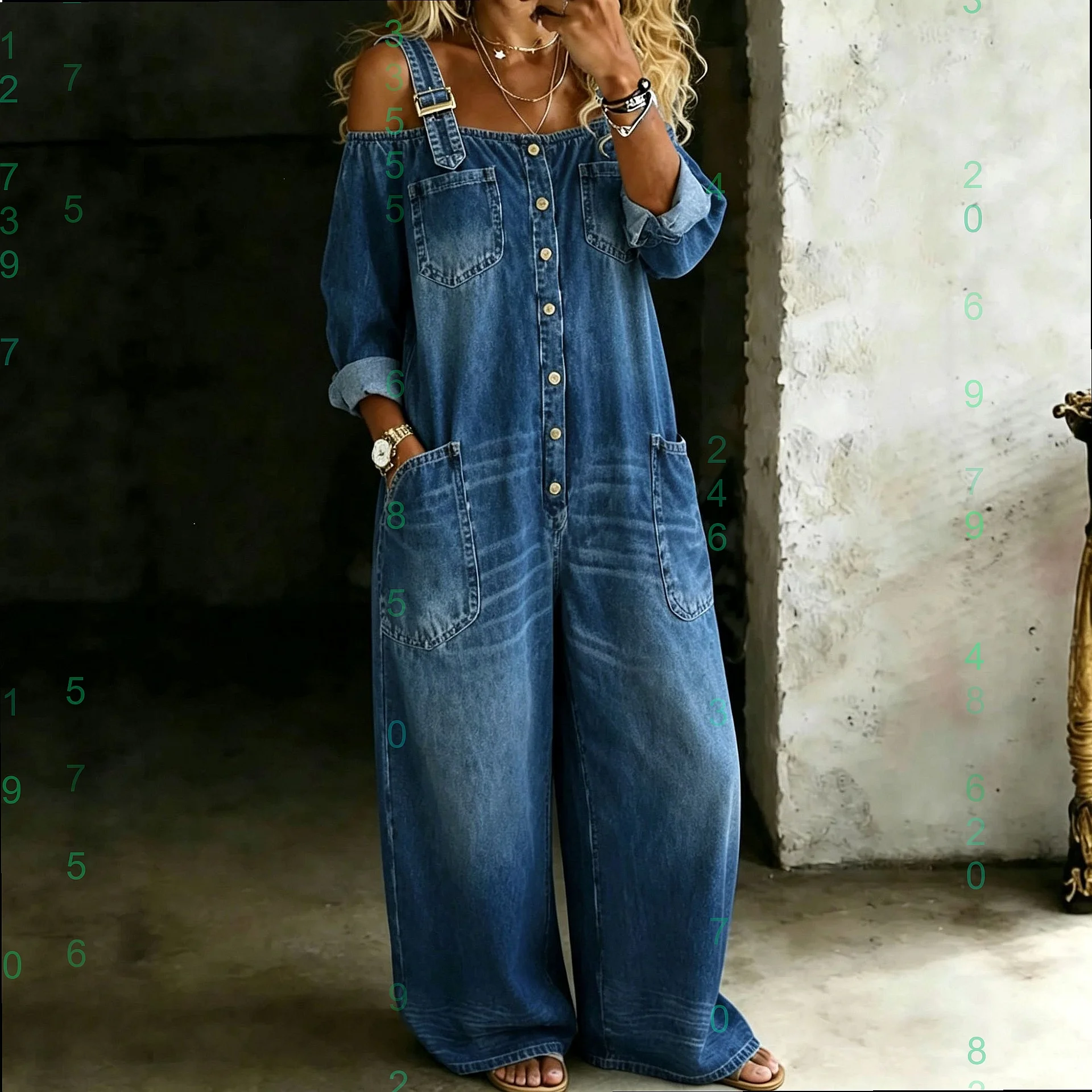 Women's Fashion Single Breasted Off Shoulder Backless Overall Jumpsuit Playsuit Spring Summer