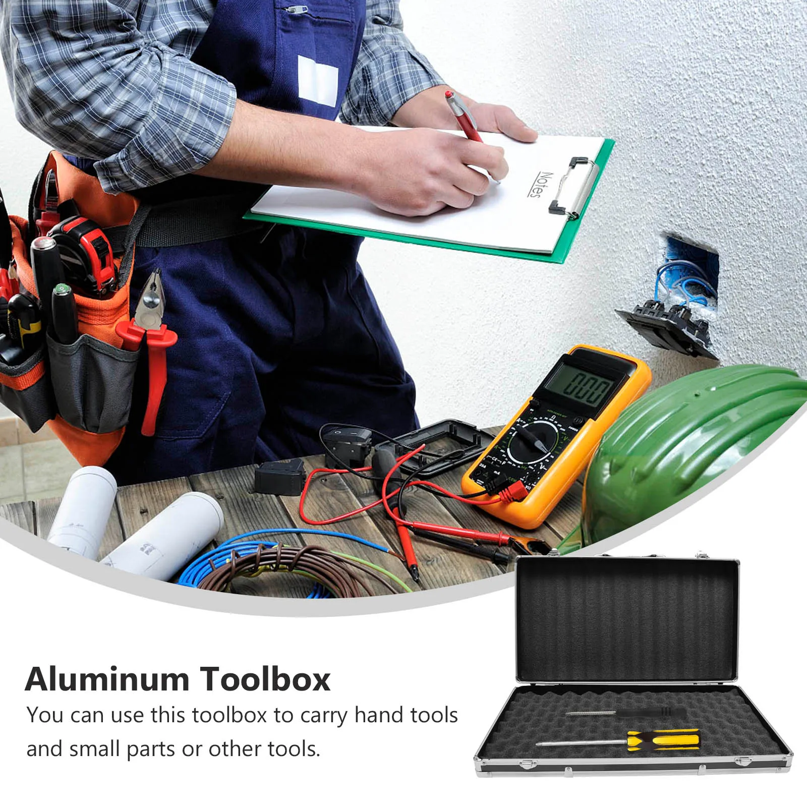 Aluminum Tool Box Portable Instrument Box Storage Case with Sponge Lining Handheld Impact resistant Equipment Tool Parts Box