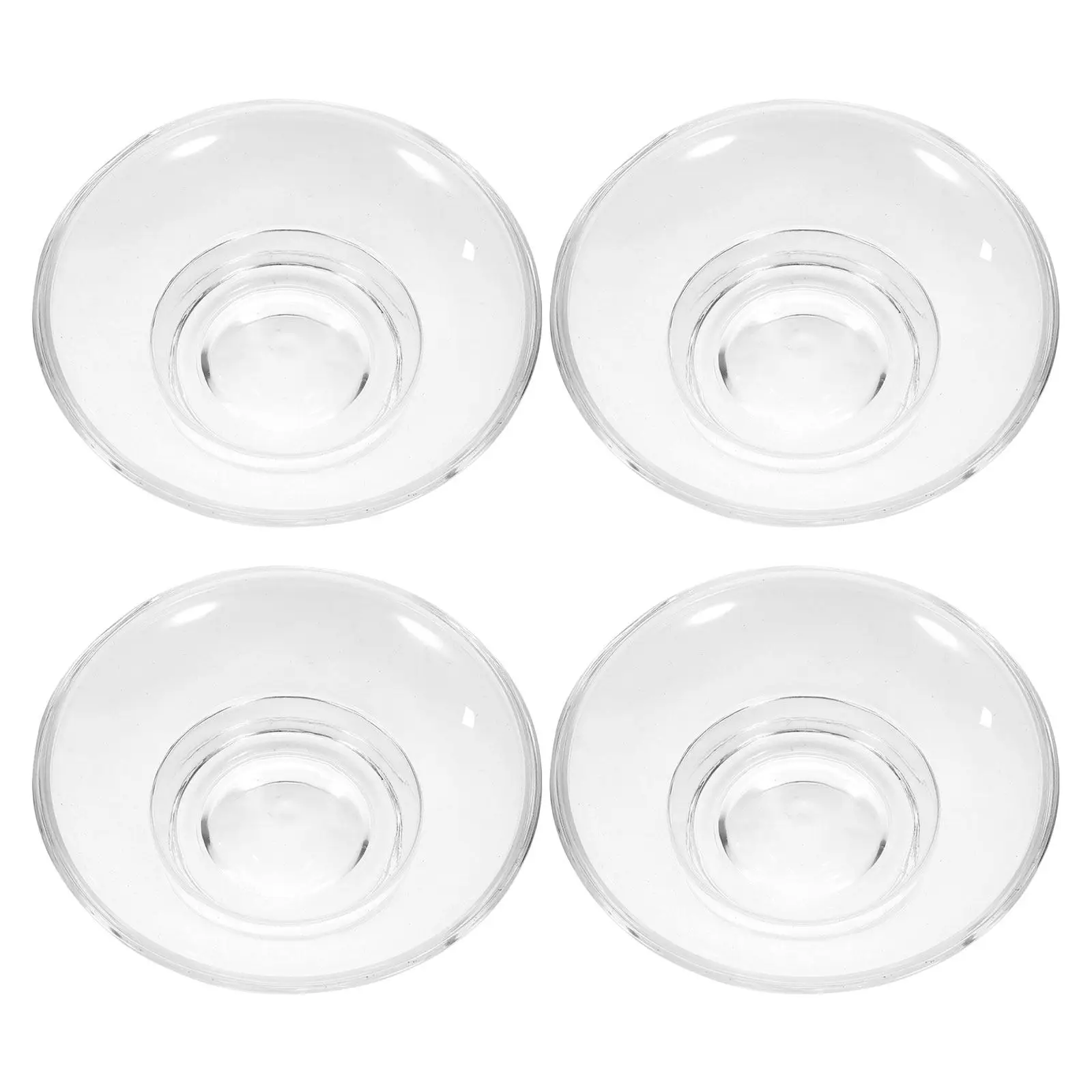 

4Pcs Glass Soap Dish Transparent Round Holder Stable Soap Tray for Bathroom Shower Kitchen Sink Countertop Soaps Holder