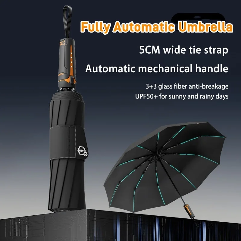 

Fully Automatic Umbrella Compact Foldable Sun Rain Proof UV Protection Portable Travel Umbrella for Men Women Thickened
