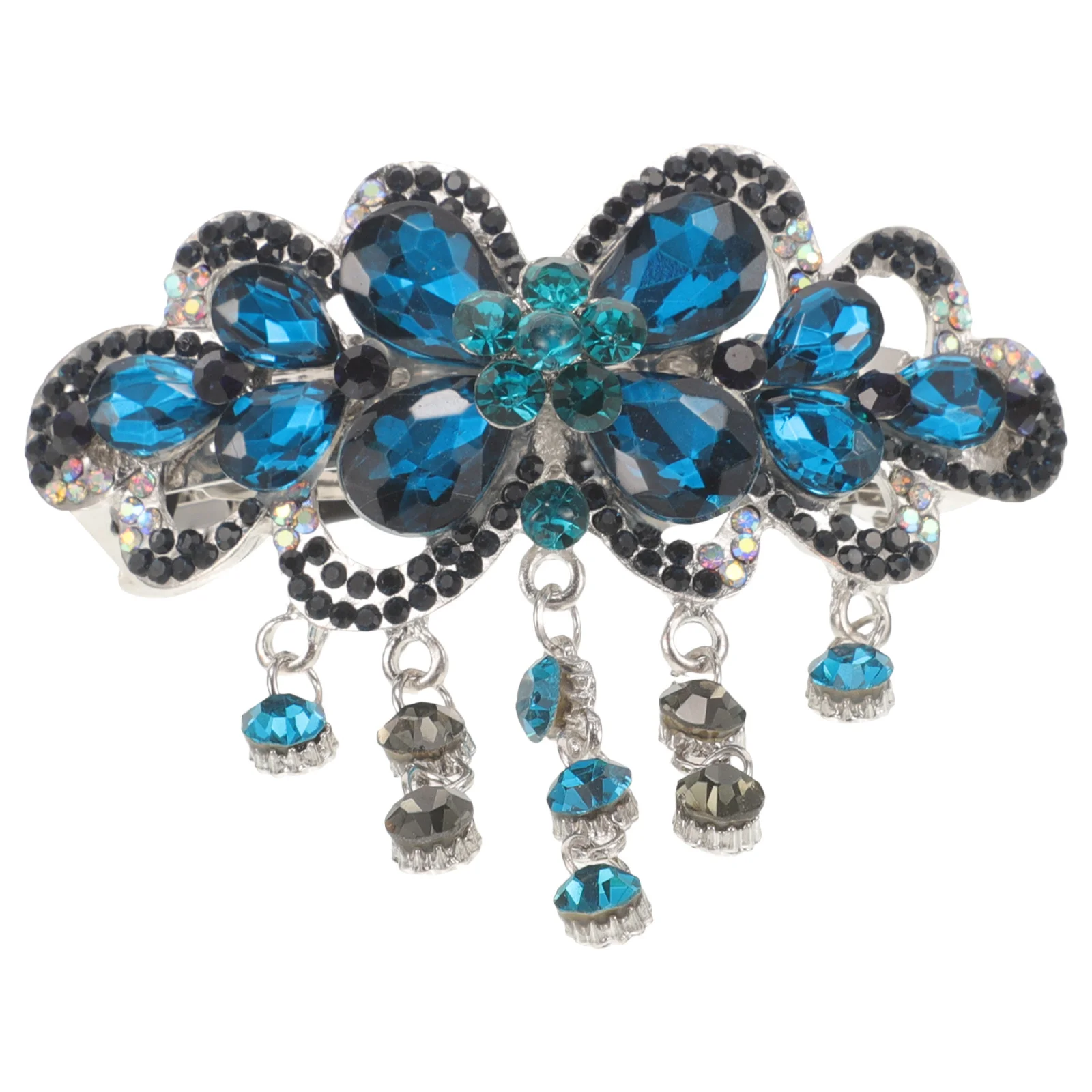 水滴型フラワーヘアクリップ ラインストーン スプリングヘアピン ブライダルバレッタ ウェディングヘアグリップ スタイリングピン 女性用 パーティー用