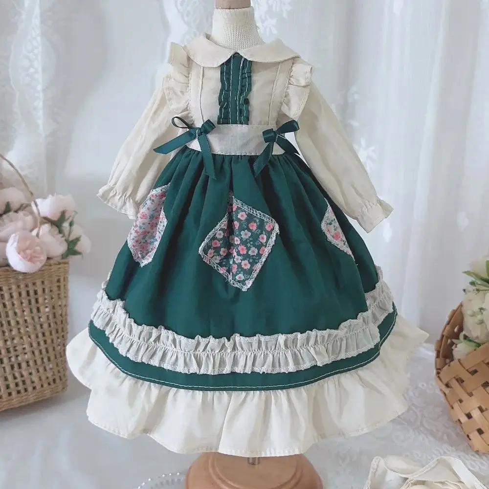 

New BJD Doll Clothes 1/6 1/4 1/3 Green Vintage Dress DDDY MSD MDD YOSD Blythe Cute Sweet skirt Doll accessories