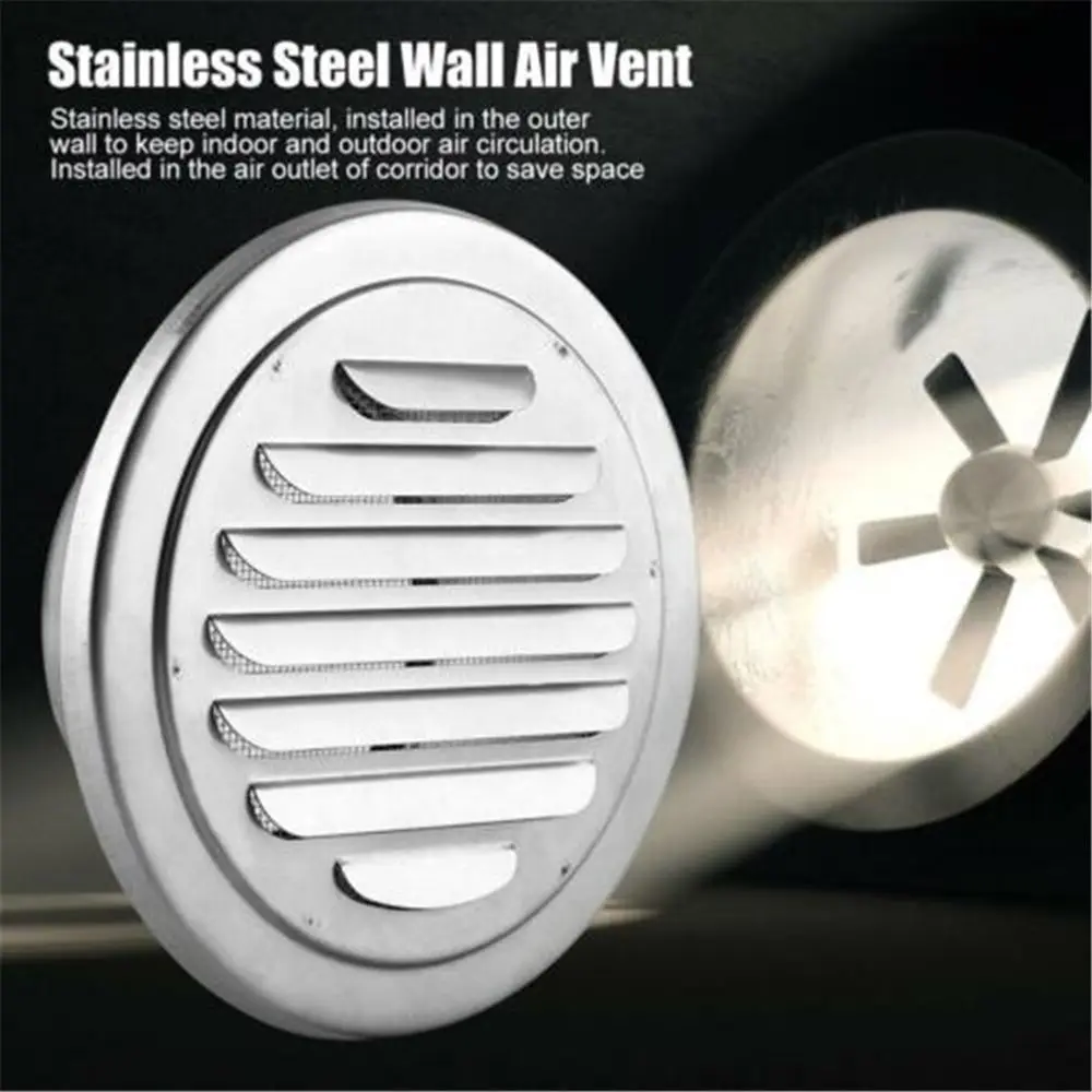 Stainless Steel Exterior Wall Air Vent Grille Various Size Round Ducting Ventilation Grilles Home Office Air Vent Prevent Pest