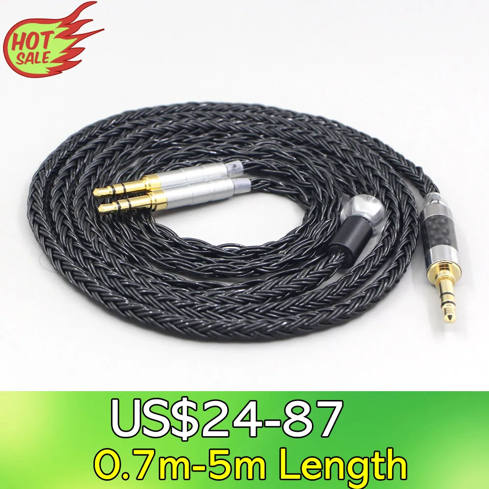 

LN007425 16 Core 7N OCC Black Braided Earphone Cable For Beyerdynamic T1 T5P II AMIRON HOME Denon AH-D600 AH-D7100 Headphone