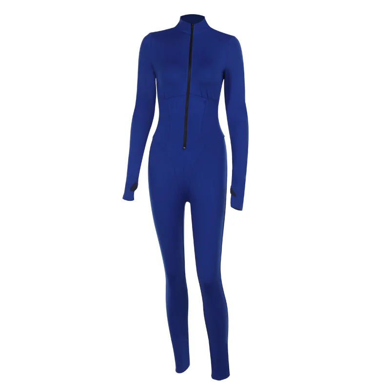 

Autumn Sexy Bodycon Playsuit Women Jumpsuit O Neck Short Sleeve Zipper Bodysuit Female Elegant Slim Playsuits Rompers