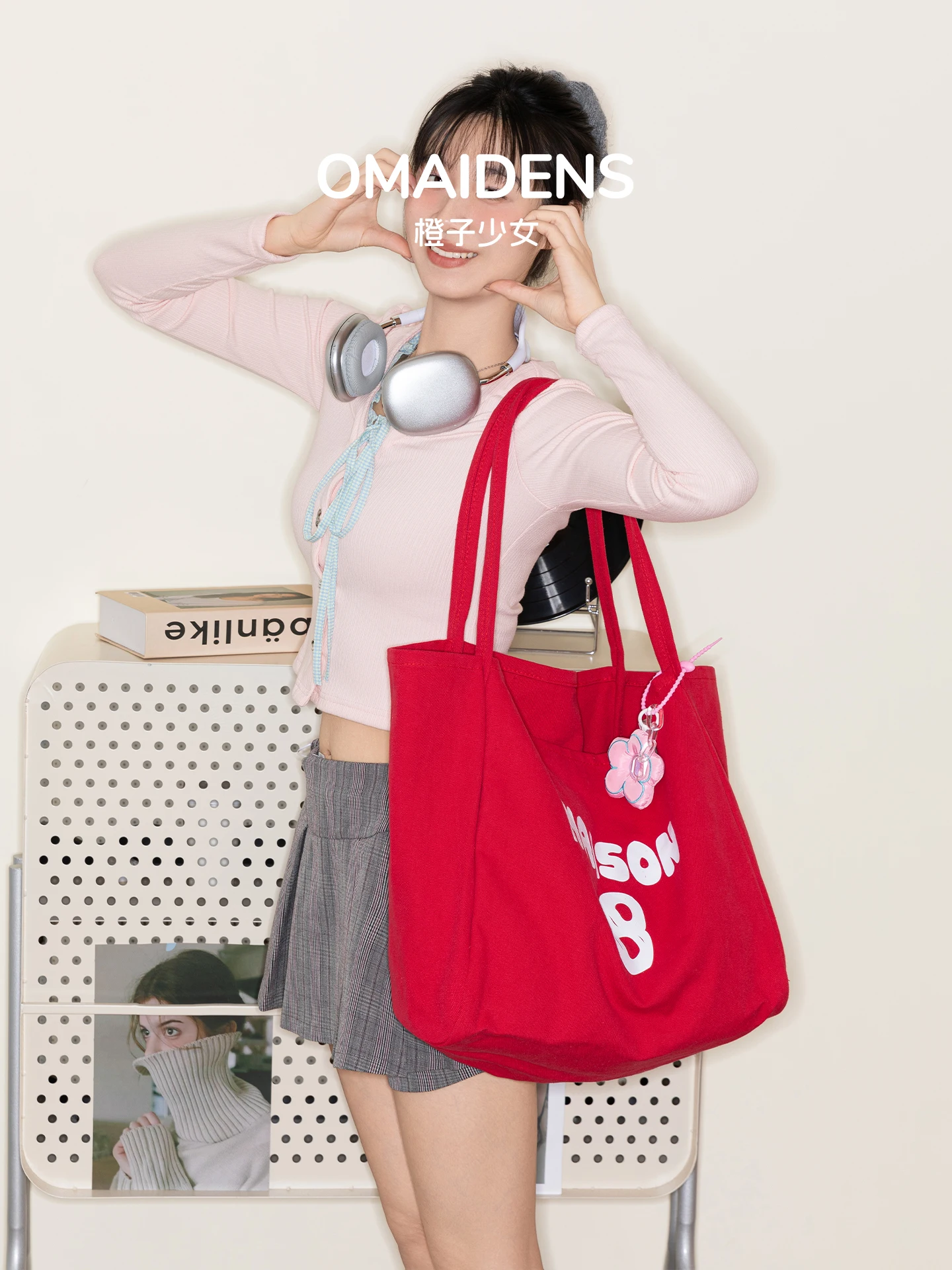 

Orange Girl Red Letter Canvas Tote Bag Trendy Commuter Women's Shoulder Bag 2026 New Handbag Student Commuting Soft Bag