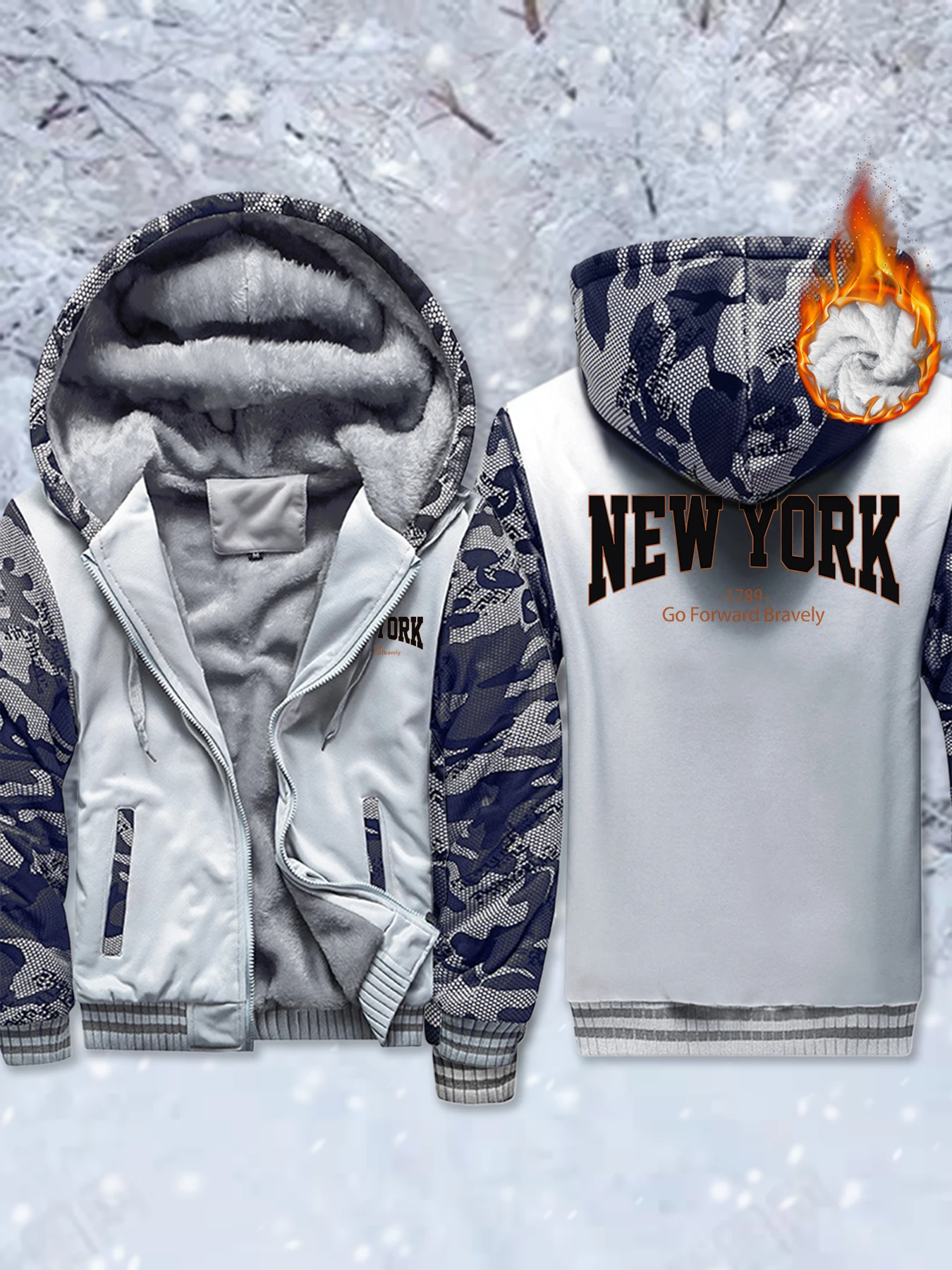 

Мягкие флисовые куртки New York Go Forward Bravely с принтами, мужские удобные топы на молнии, зимняя утепленная верхняя одежда, теплая базовая жилетка большого размера