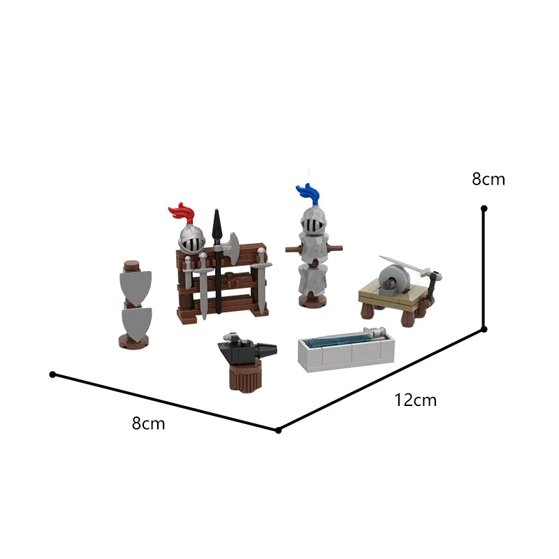 มินิรุ่นนักรบยุคกลางหมวกกันน็อคอาวุธสร้างบล็อก MOC- 117559   Blacksmith อุปกรณ์เสริมปริศนาของเล่นเด็กของขวัญวันเกิด