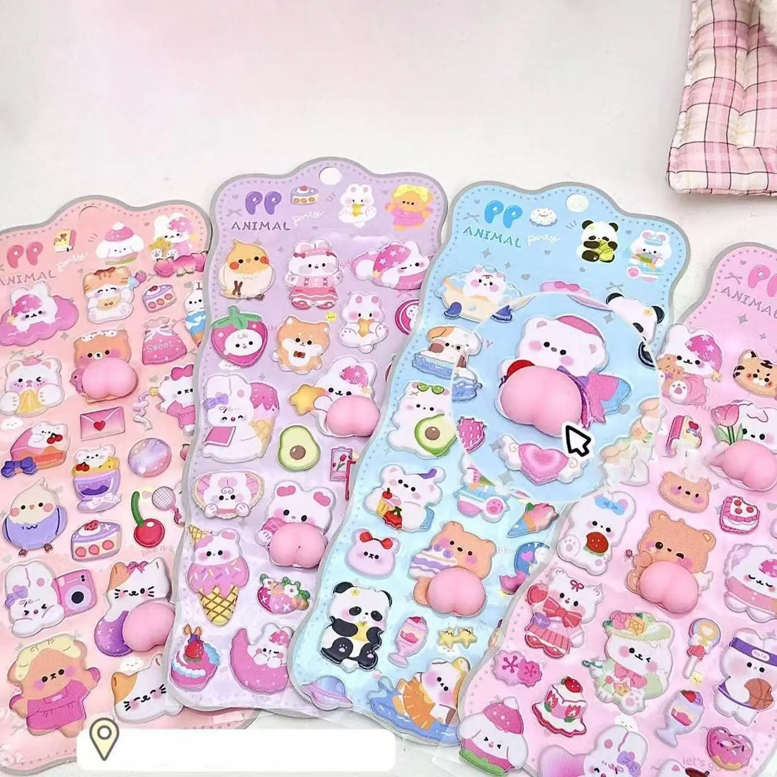 Toddler Stickers Cute Adhesive Toys Small Bunny Soft Bubble Stickers For Diary Scrapbook Pencil Case Tablet Phone Case Water