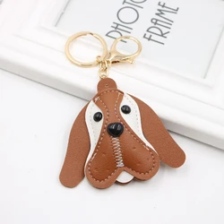 New PU Piggy Dog Animal Car Keychain Backpack Accessories Small Pendant Long Eared Dog Cute Keychain