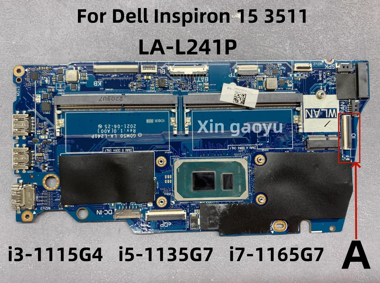 Original For Dell Inspiron 15 3511 Laptop Mainboard LA-L241P 05PD08 08H85W 06F315 0818KM 0042CN I3 I5 I7-11th Gen 100% Test OK