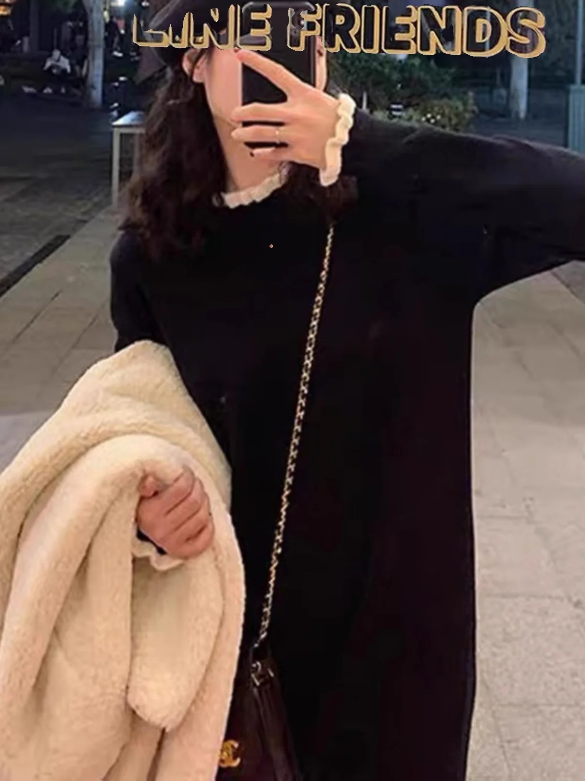 Bla Suéter de camada base de malha Dr Roupa interna feminina Midi Dr outono inverno novo Sle Sweet College Sle redondo Ne H...