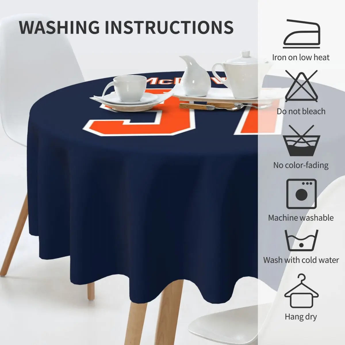 كونور ماك ديفيد 97 لمحبي إدمونتون أويلرز مفرش طاولة مستدير مقاوم للماء مفرش طاولة مقاوم للزيت للمناسبات المطبخ غطاء طاولة الطعام