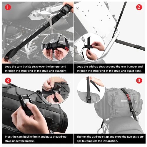 Imagen 2 del producto Rhinowalk-Correa Universal para equipaje de motocicleta, correa de carga con hebilla de 2,5 M, cinturón de amarre