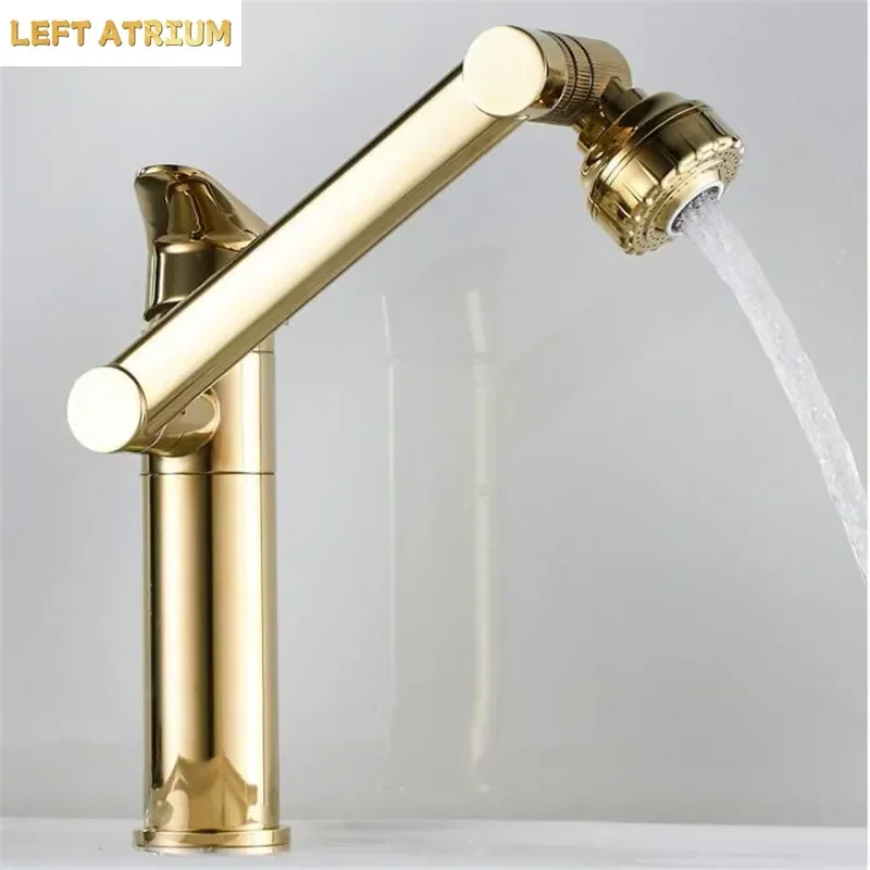 Tuqiu Multifunction Bathroom  Gold Sink  Hot Cold Water Mixer Crane Antique Bronze Deck Mounted Universal Water Taps