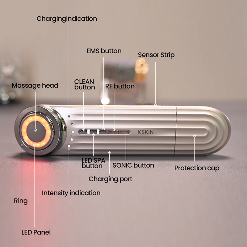 KSKIN Ultrasonic Skin Scrubber Electric Facial Peeling Device Microcurrent Deep Cleansing Lifting Tightening Skin Massager