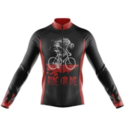 Skull Pattern Cycling Jerseys 2023 Summer Long Sleeve Cycling Clothing MTB Bike Uniform Maillot Ropa Ciclismo Mens Bicycle Wear