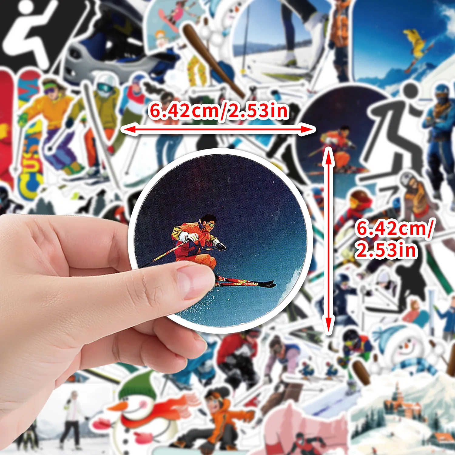 50pcs Cartoon Ski Graffiti Mobile Phone Water Cup Waterproof Decorative Sticker