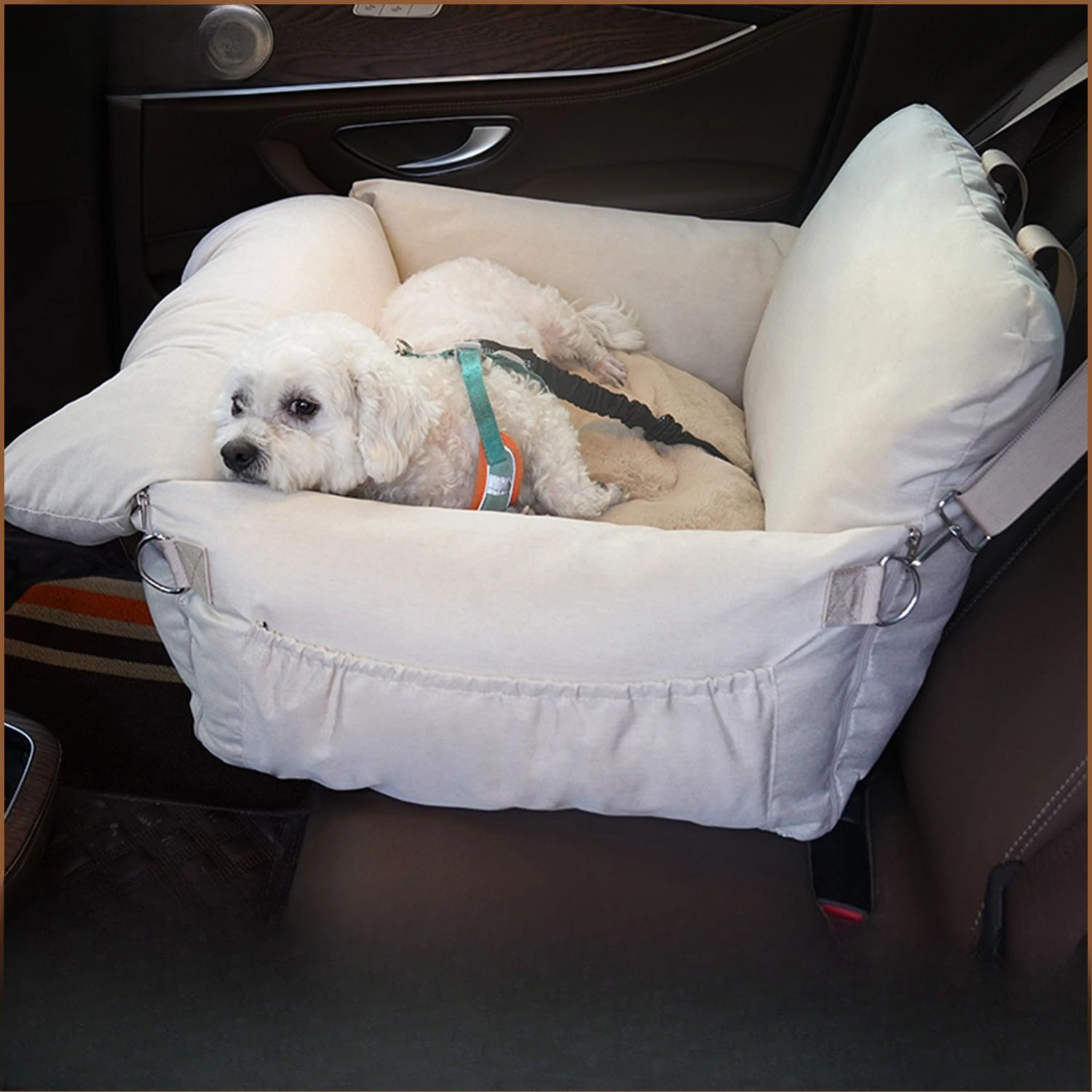 

Pet Car Seat Pad Four Seasons Dog Car Bed Linen Safety Seat Front for French Bulldog Corgi