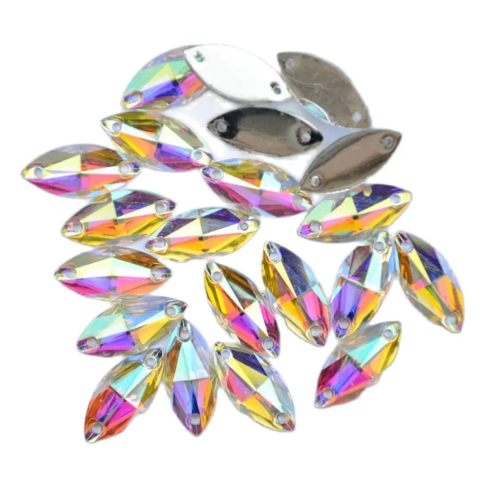 AAAA+ Marquise Shape Crystal AB sew on Beads flatback resin sew on Rhinestones Sew On stones стразы For DIY Clothes Accessories