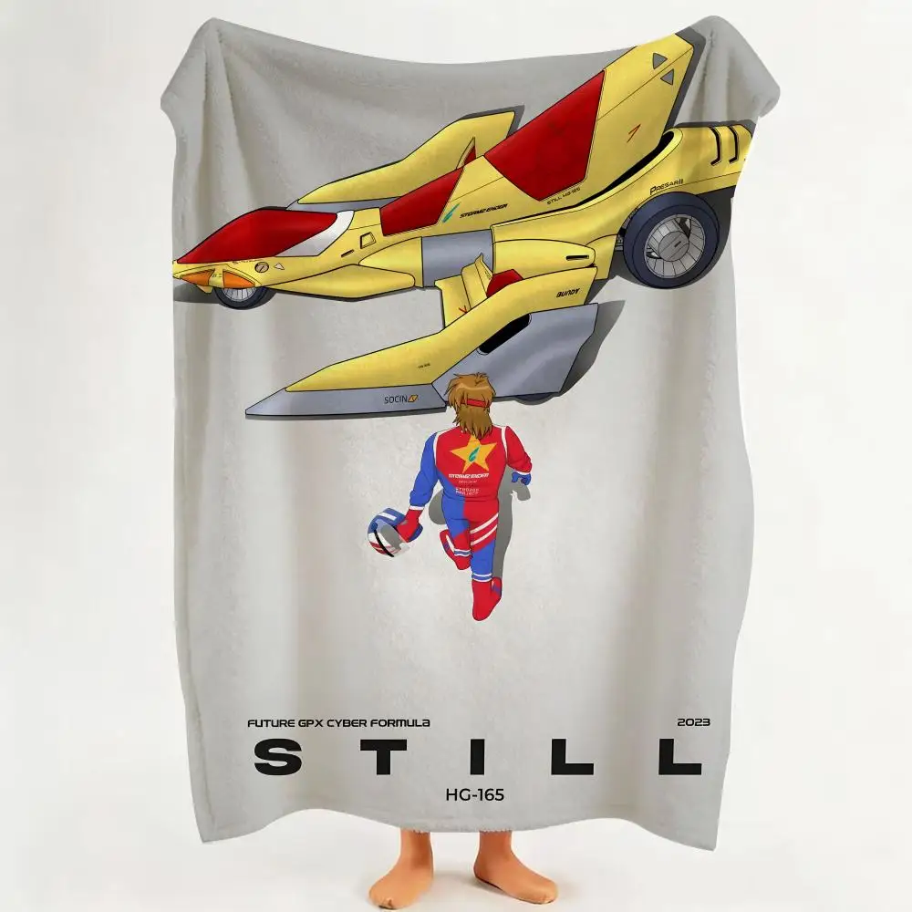 Anime F-Future G-GPX C-Cyber F-Formula Throw Flannel Throw Blanket Suitable for Sofa、Living Room、Bedroom