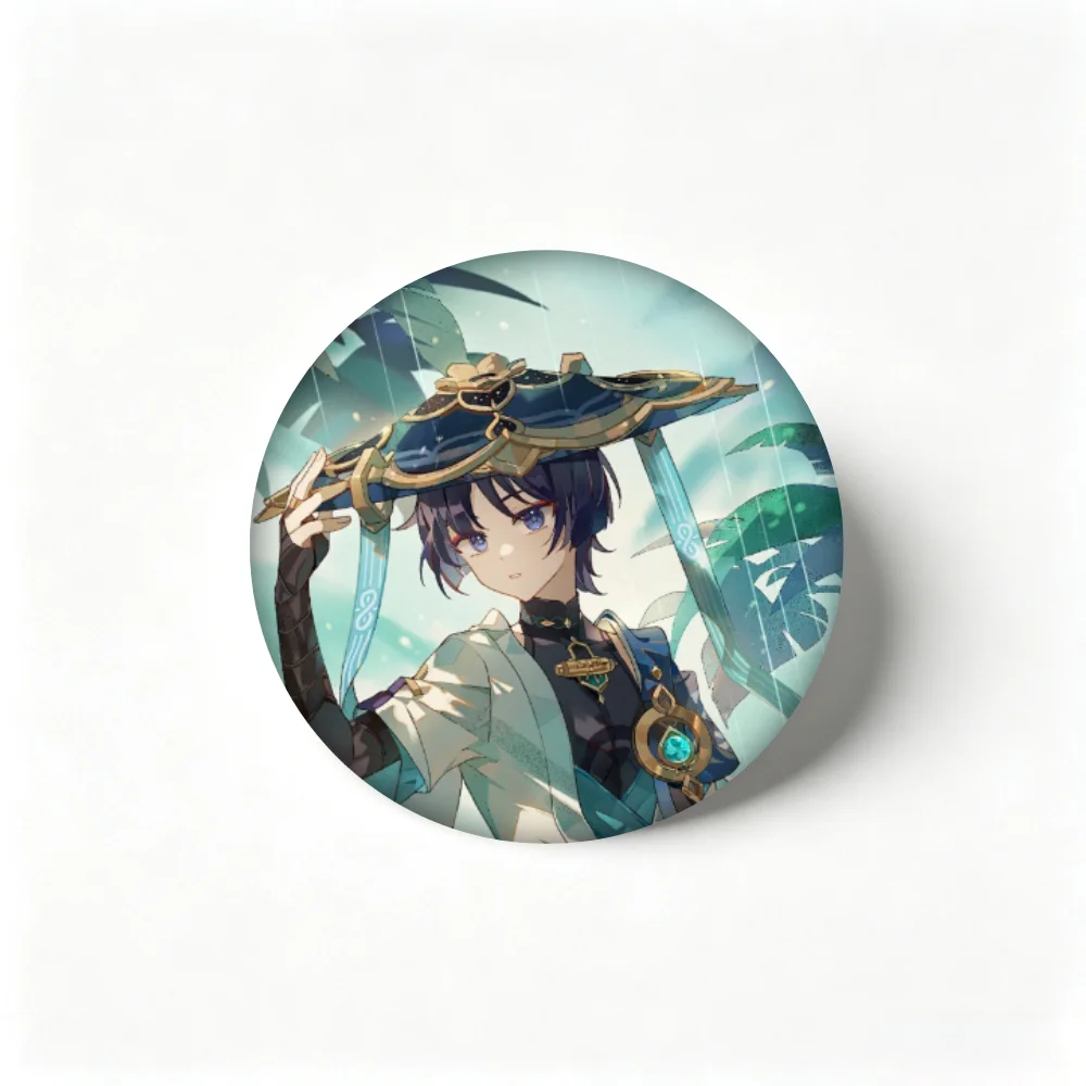 Handmade Creative Brooch Pin 58mm Tinplate Badge, Genshin Impact Wanderer Game Character Lapel Pin, Clothing Gift Accessory