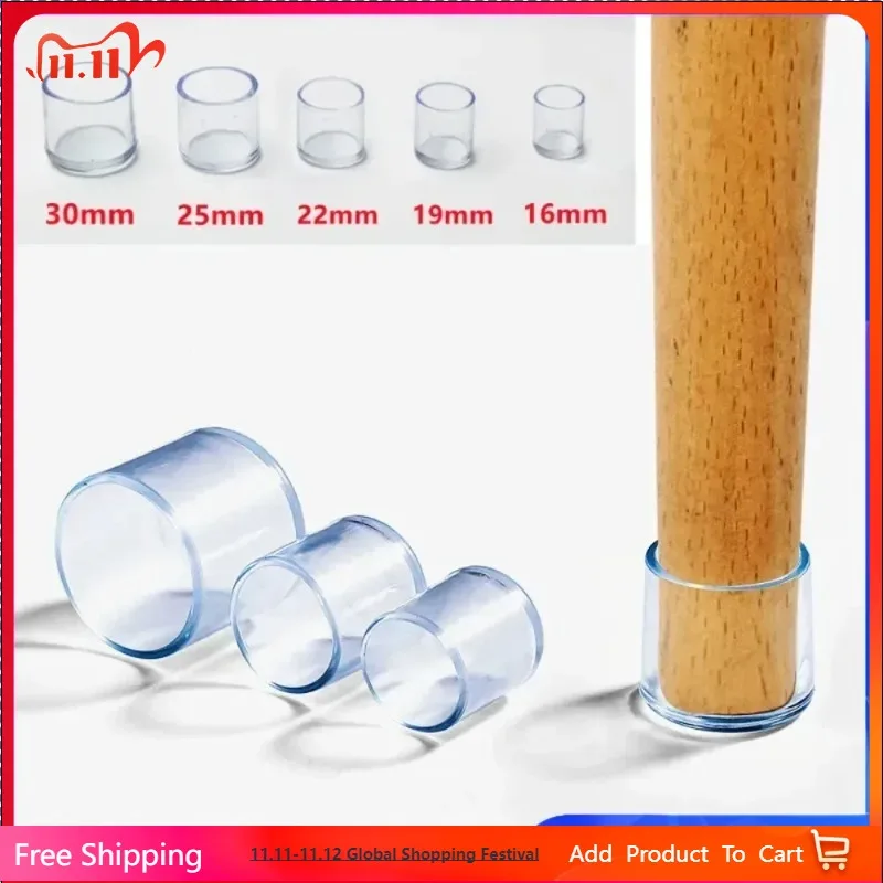 

16Pcs Chair Leg Caps Rubber Feet Protector Pads Non-slip Transparent Table Covers Plugs Furniture Leveling Feet Home Decor