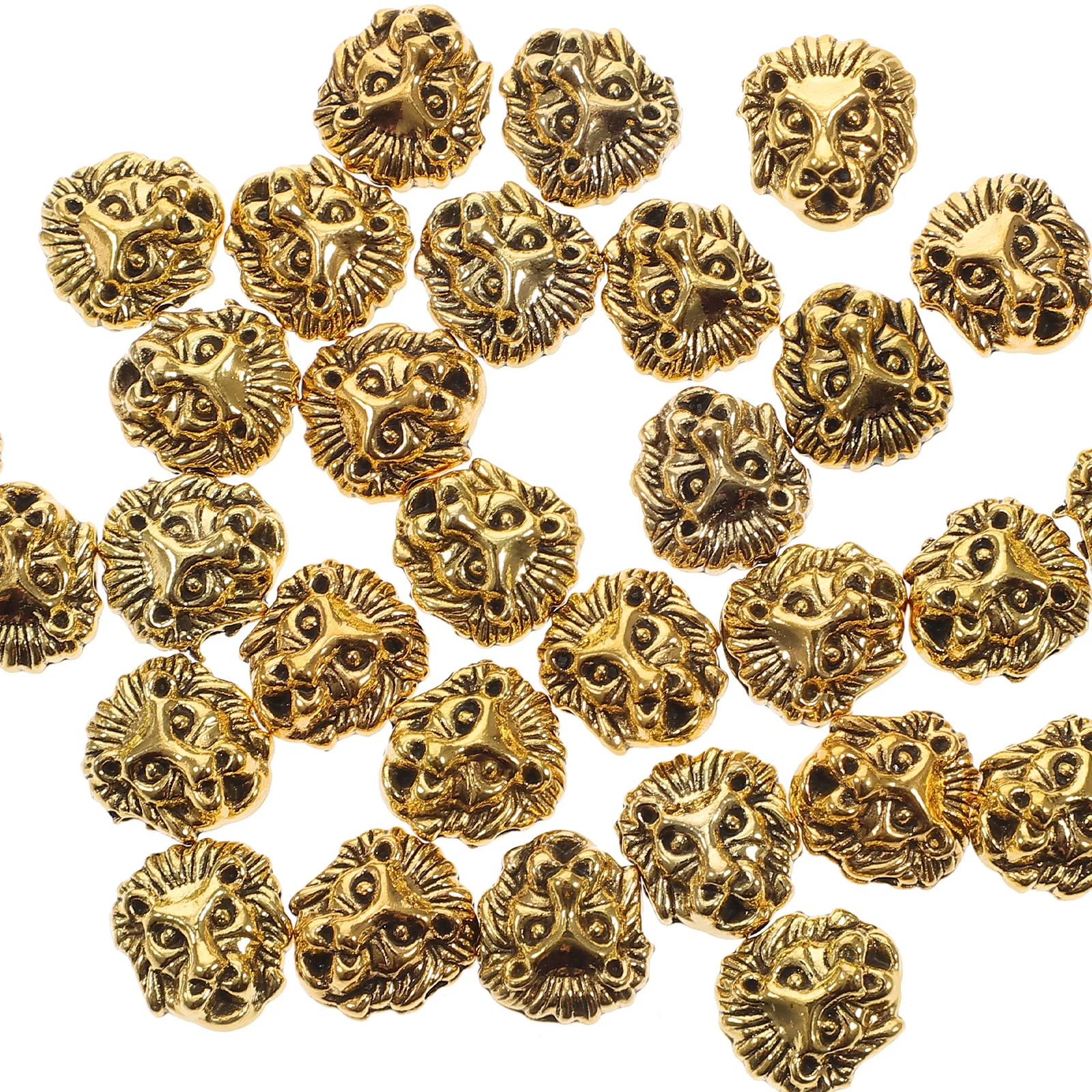 

30Pcs Lion Charm Beads Zinc Alloy Metal Spacer Beads for DIY Jewelry Necklace Bracelet Earrings Crafting Accessories