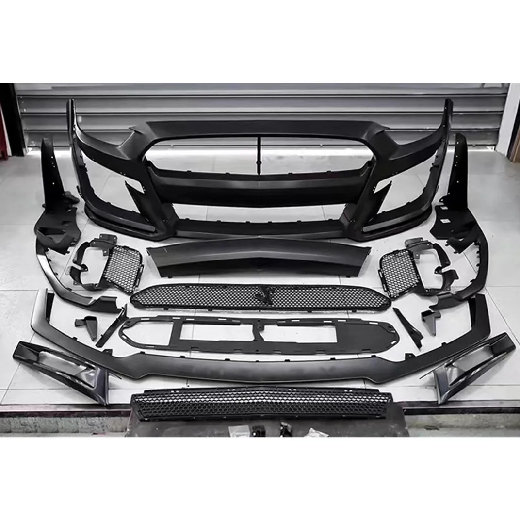 Facelift car body kit for Ford mustang to GT500 2015-2017 front bumper assembly with grille front lip