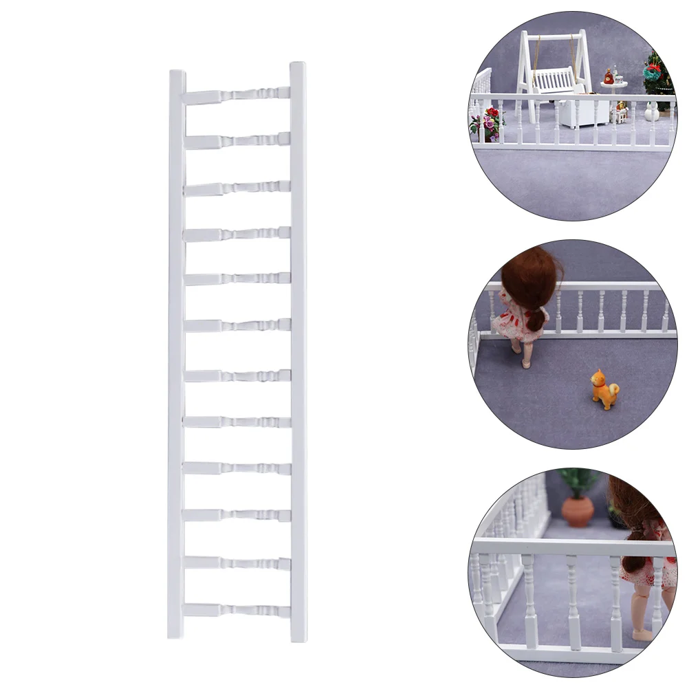 White Column Railing Mini Ornament Handrails Furniture House Wooden Miniature Child