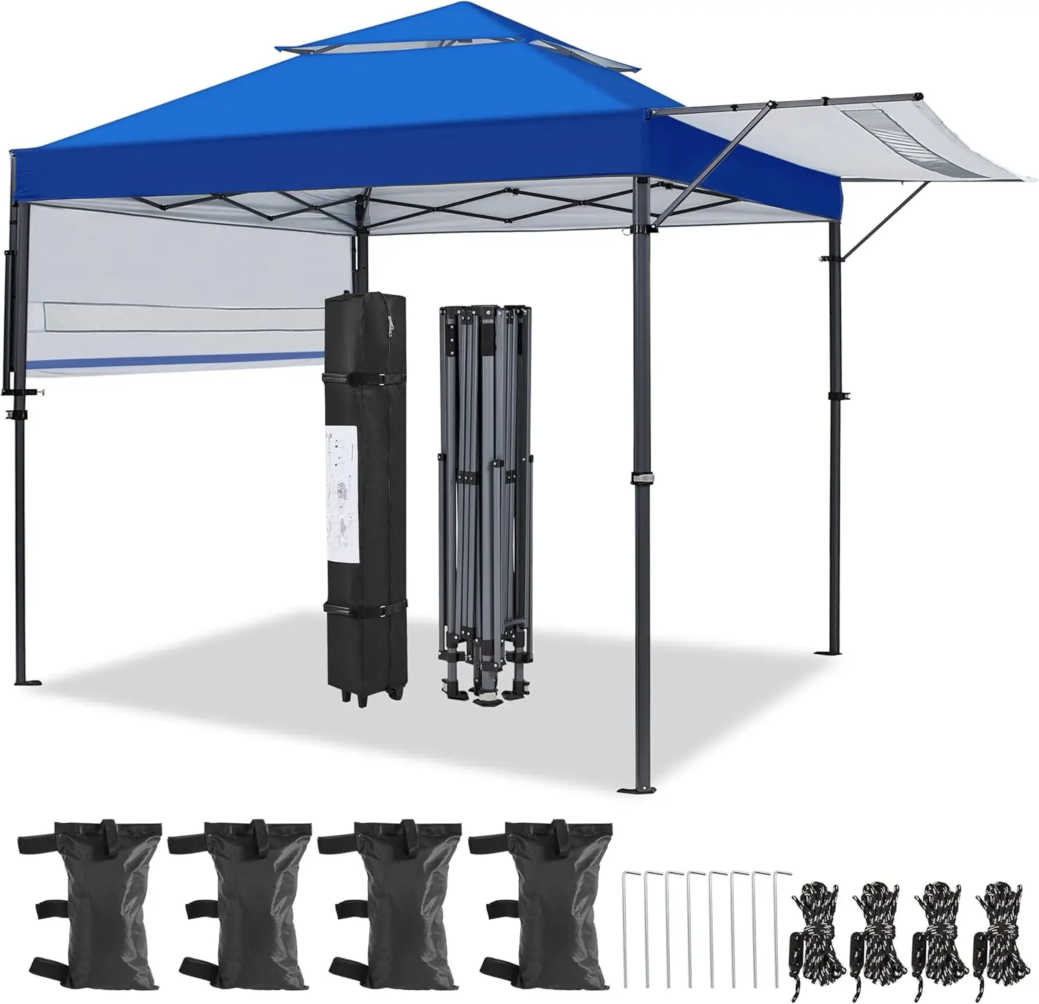 

10x17ft Pop Up Canopy with Awnings, Outdoor Canopy Tent, Heavy Duty Instant Beach Sun Shelter with Adjustable Dual Half Awnin