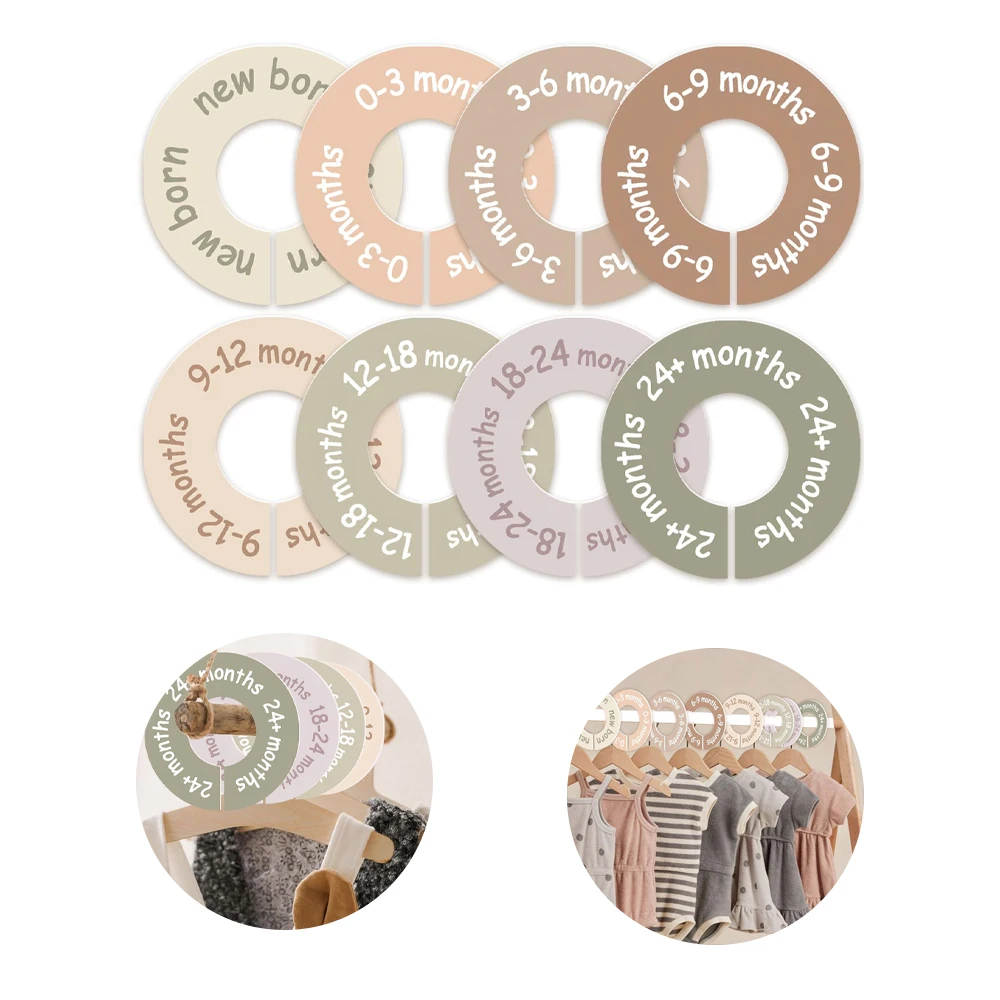 8pcs/set Plastic Baby Clothes Dividers Closet Organizer 0-24 Months Wardrobe Separator Labels for Easy Sorting Decoration