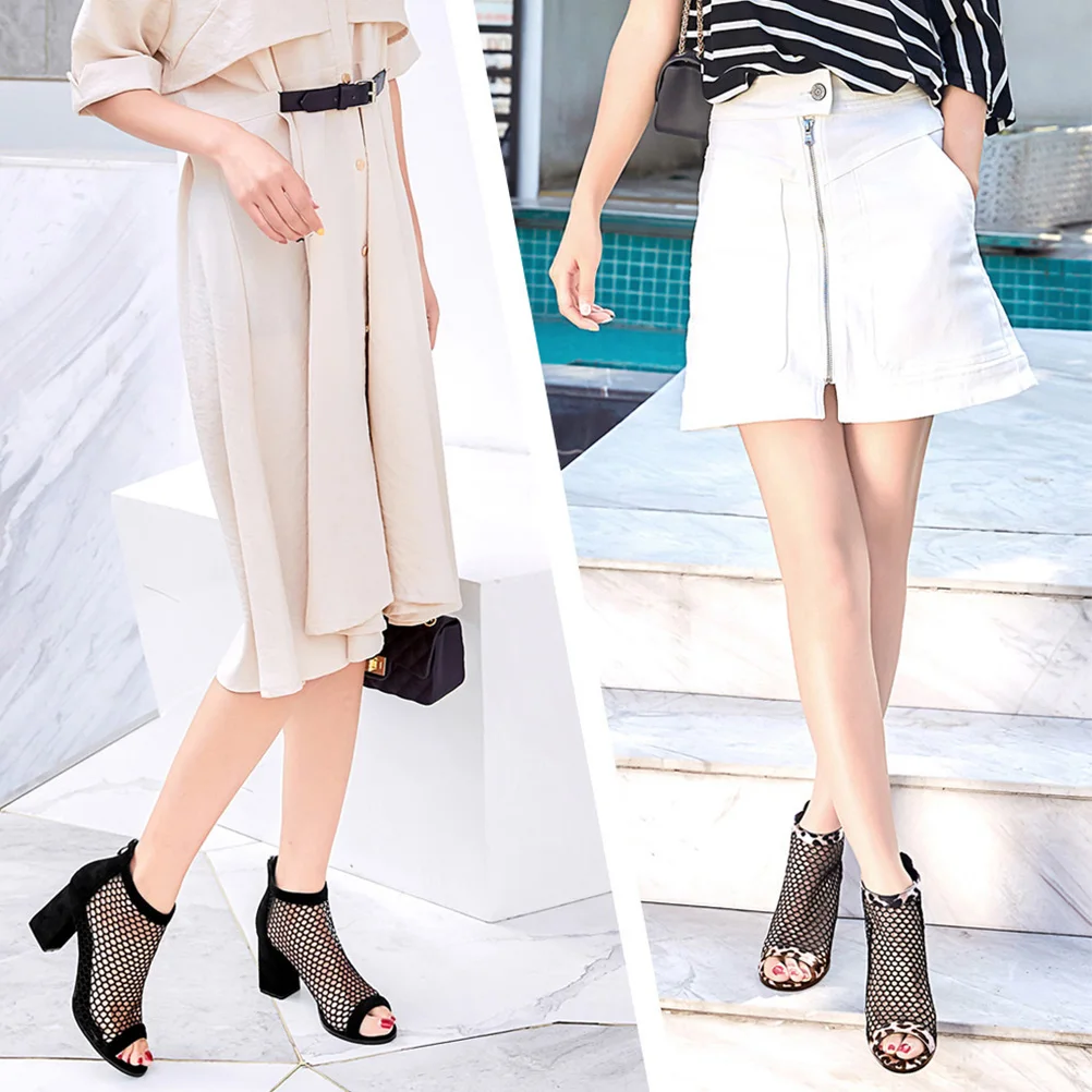 

1Pair Fish Mouth Sandals Black Stylish Summer Casual Chunky Heeled Comfortable Open Toe Women Leisure Shoes Open Toe Shoes