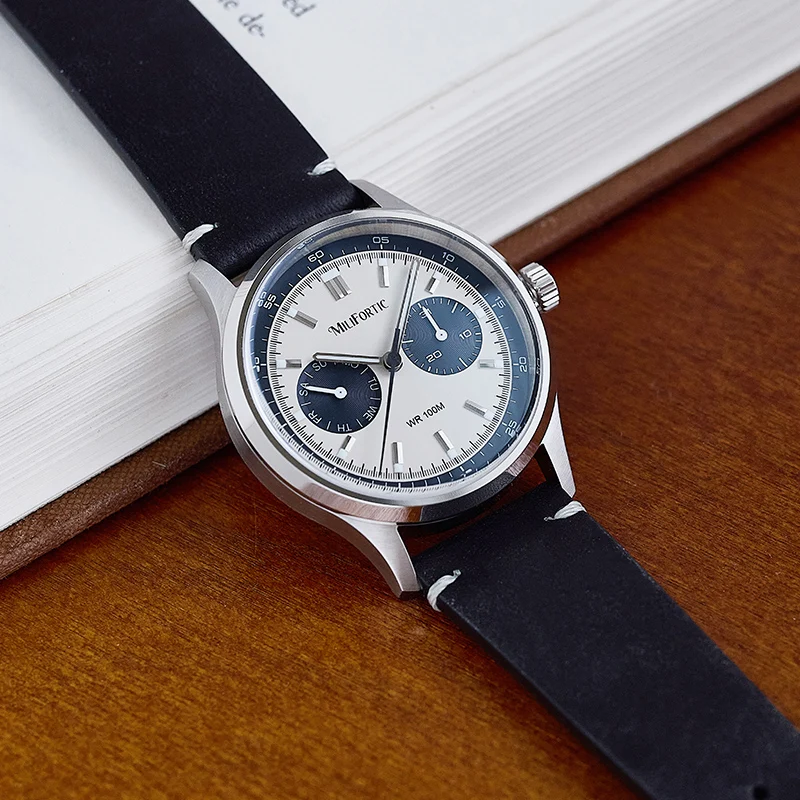 Milifortic R078 Retro American Classic Men Watch Smooth Sweep Quartz Panda Multi Dial Dress Watches For Daily Business Suit Wear