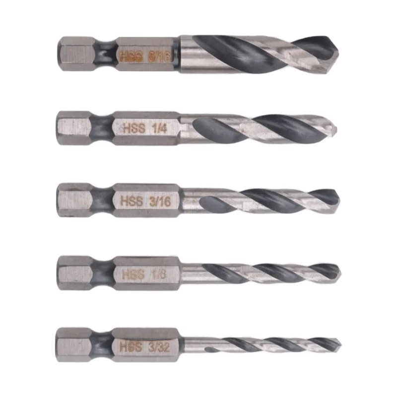 ABLU-5Piece conjunto de broca atarracado ângulo direito conjunto para metal m2 comprimento curto broca aço para mudança rápida mandril