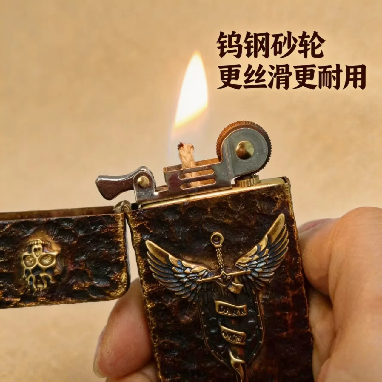 New ultra-thin Angel Sword fuel lighter, handmade lighter, cigarette accessories, men's gift