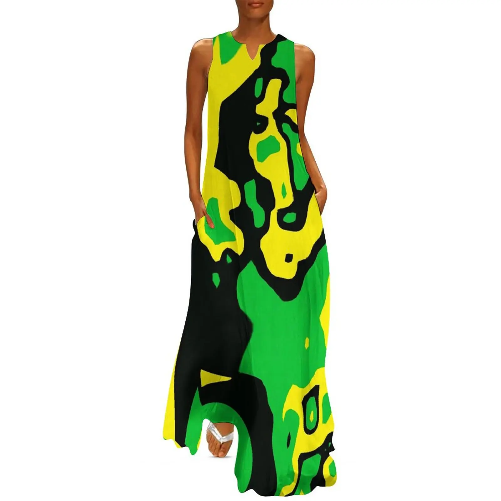 Jamaica Flag Dress Summer Colors of Jamaica Art Streetwear Casual Long Dresses Women Vintage Maxi Dress Gift Idea