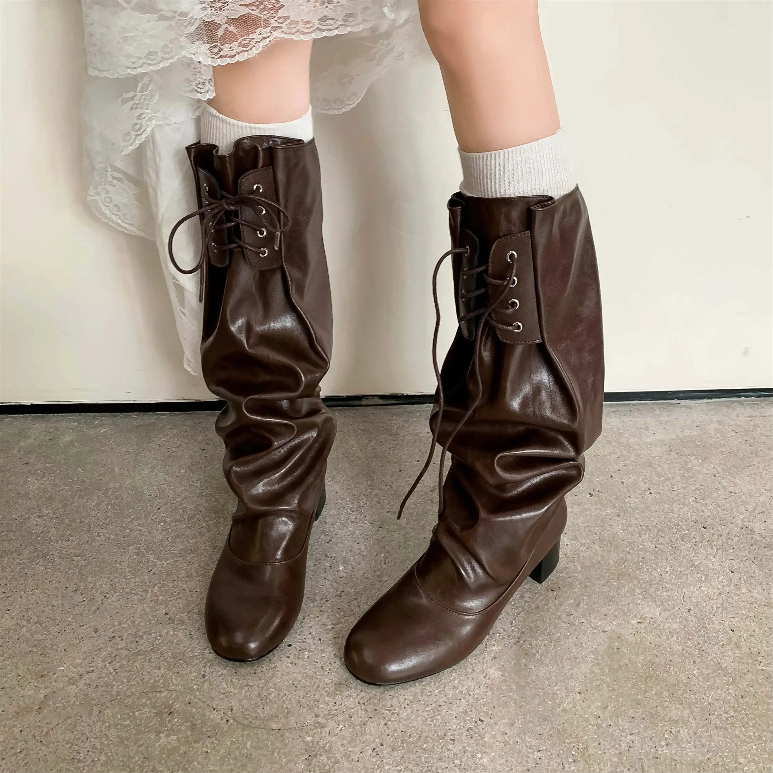Cow Skin Round Toe Fashion Mod - Women'S Fashion Riding Boots 评论和价格