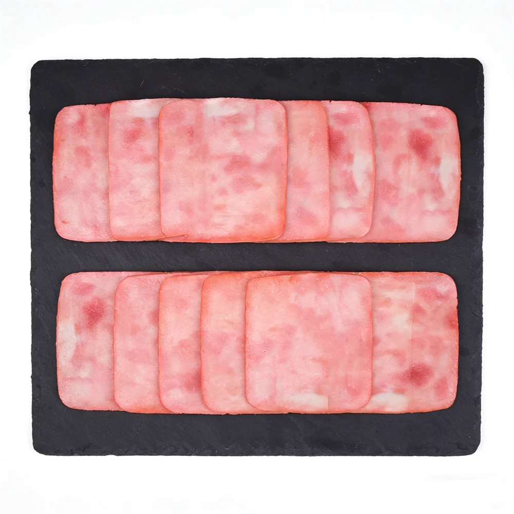 12cm Square Uncooked Bacon Slices Toast Ham Patty PVC Plastic UV Printed Props Food Simulation Display Slices DIY how Kitchen