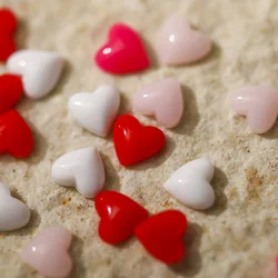 50PCS 5MM White Ceramic Heart Nail Charms Accessories Cute Flatback Nail Art Decoration Rhinestones Manicure Supplies Parts