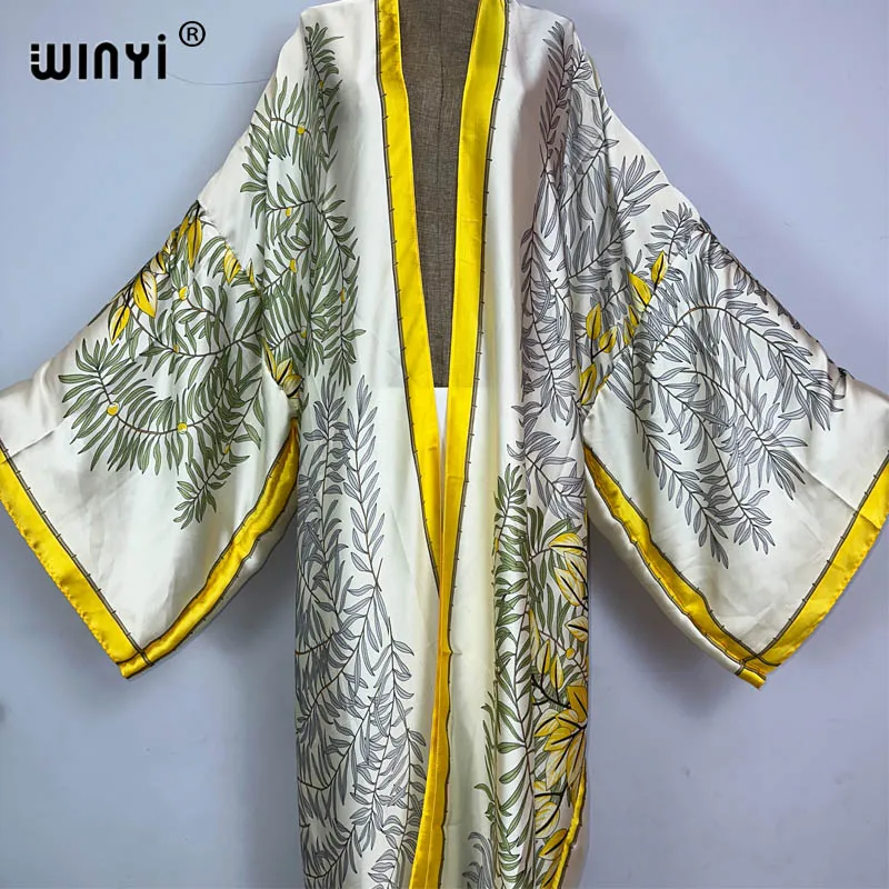 WINYI summer Africa fashion print Women Cardigan Loose Long Dress elegant Party Boho Maxi beach Holiday Cover Up Kimonos kaftan