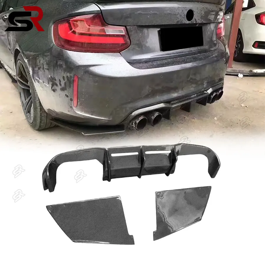 For BMW M2 F87 M2C 2014-2021 MTC Style Carbon Fiber Diffuser rear bumper Rear Lip Diffuser Back Bumper Spoiler body kit