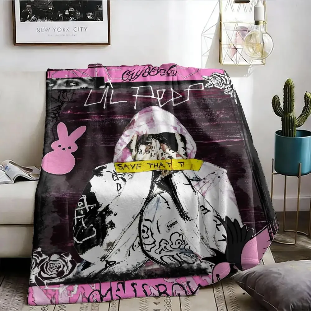 Rapper L-Lil Peep Throw Summer Lightweight Flannel Blanket Soft Breathable AC Throw for Sofa Bed Travel Cozy Nap