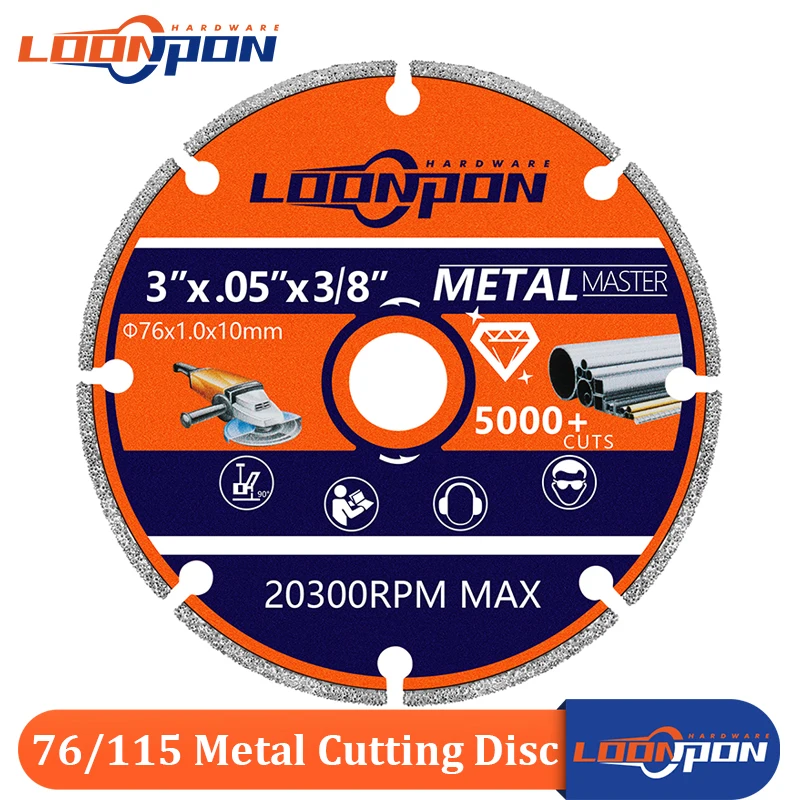 Loonpon 3 Inch Metal Cutting Disc Blade 4-1/2 Inch Diamond Cutting Wheel Cut Off Wheel For Rebar Steel Iron INOX