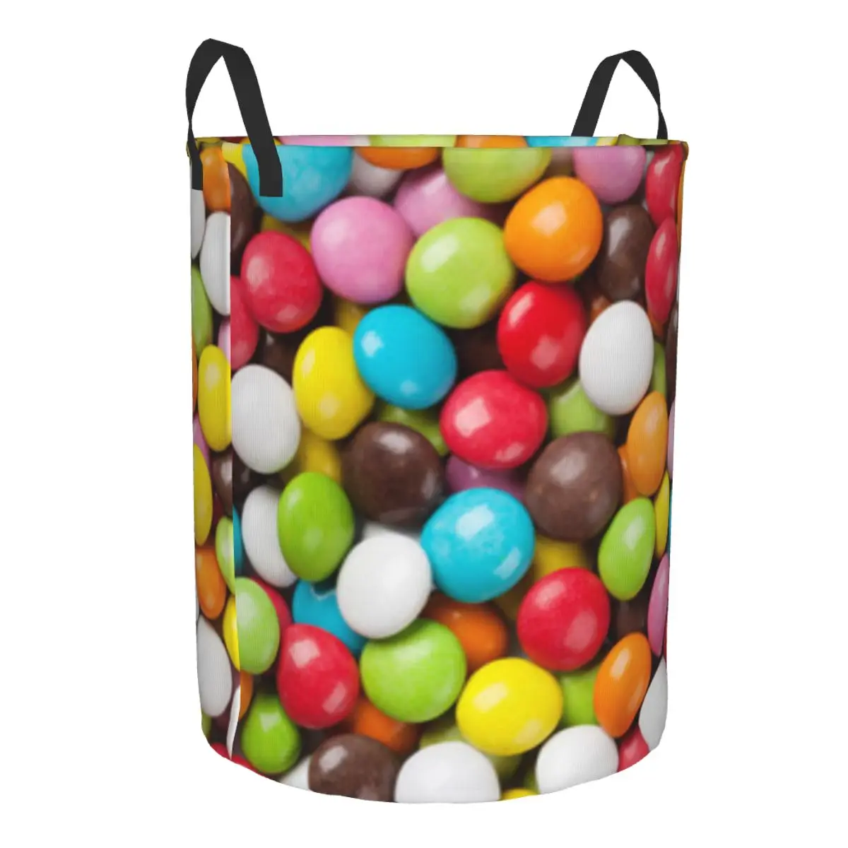 Dirty Laundry Basket Colorful Candies Macro Texture Folding Clothing Storage Bucket Home Waterproof Organizer