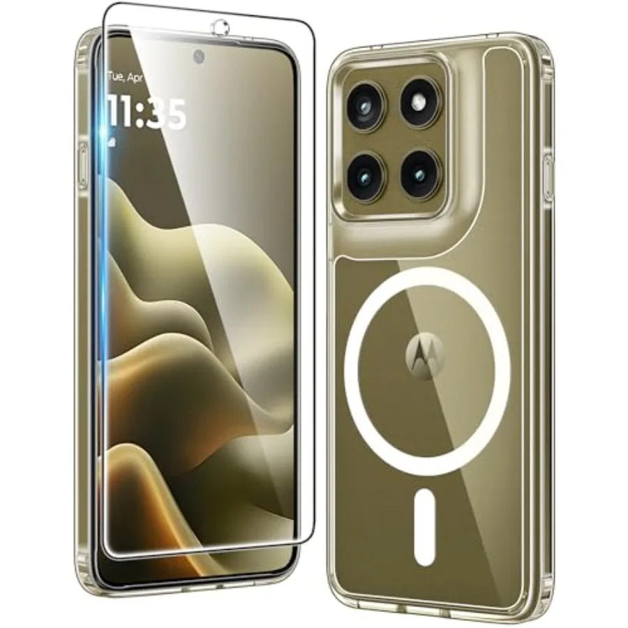 

for Motorola Edge-2026 Magnetic Case: Clear Military Grade Drop Protection with Screen Protector Anti Yellowing Cell Phone Cove