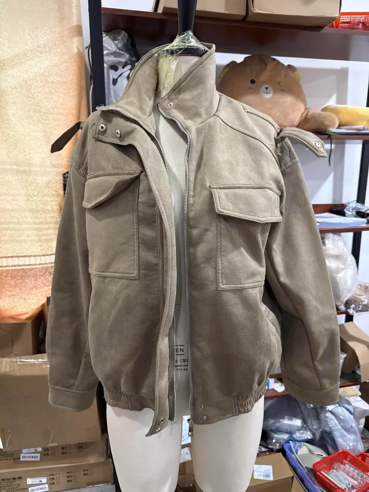 Supplier photo of The Stand-Collar Suede-Touch Jacket