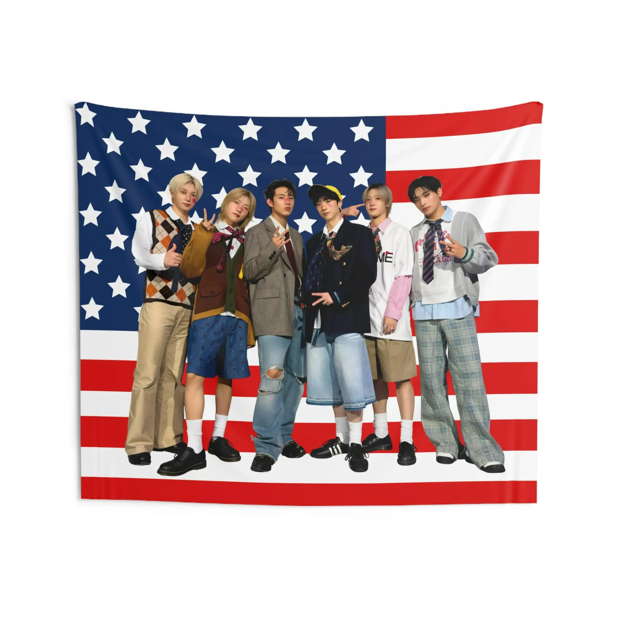 P1Harmony أعضاء كتي العلم الأمريكي الحفل راية العلم جولة 2025 ديكور غرفة الديكور هدية غرفة نوم نسيج الجدار