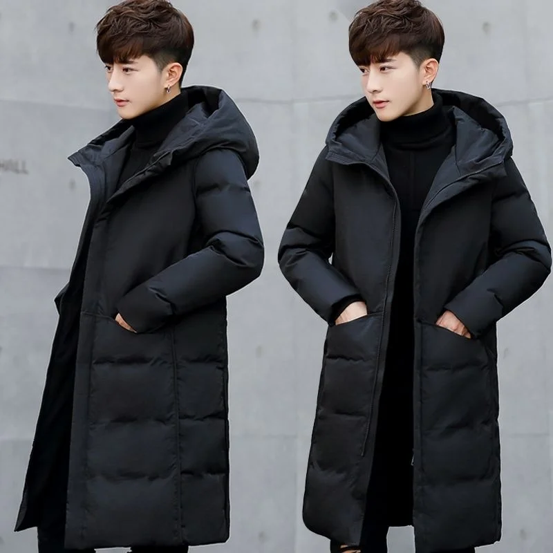 

Out-of-Season Thiened Men's down Jaet Mid-Length Sli Winter Outerwear Trendy Brand Youth Faionable Coat